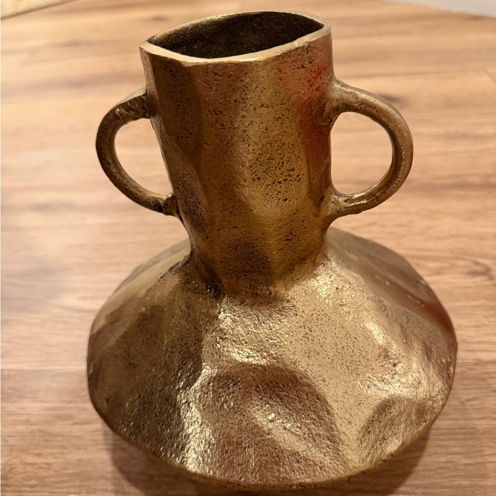 Gold Textured Vase with Handles